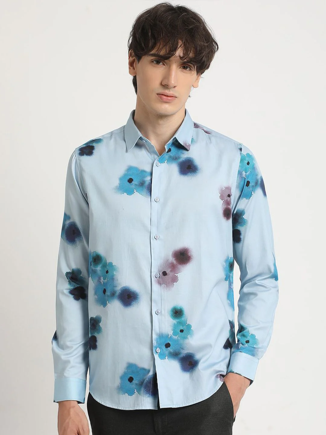 THE BEAR HOUSE Slim Fit Tie & Dye Pure Cotton Casual Shirt - Image 2