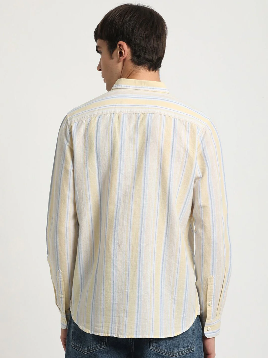 THE BEAR HOUSE Slim Fit Vertical Stripes Button-Down Collar Cotton Casual Shirt - Image 5