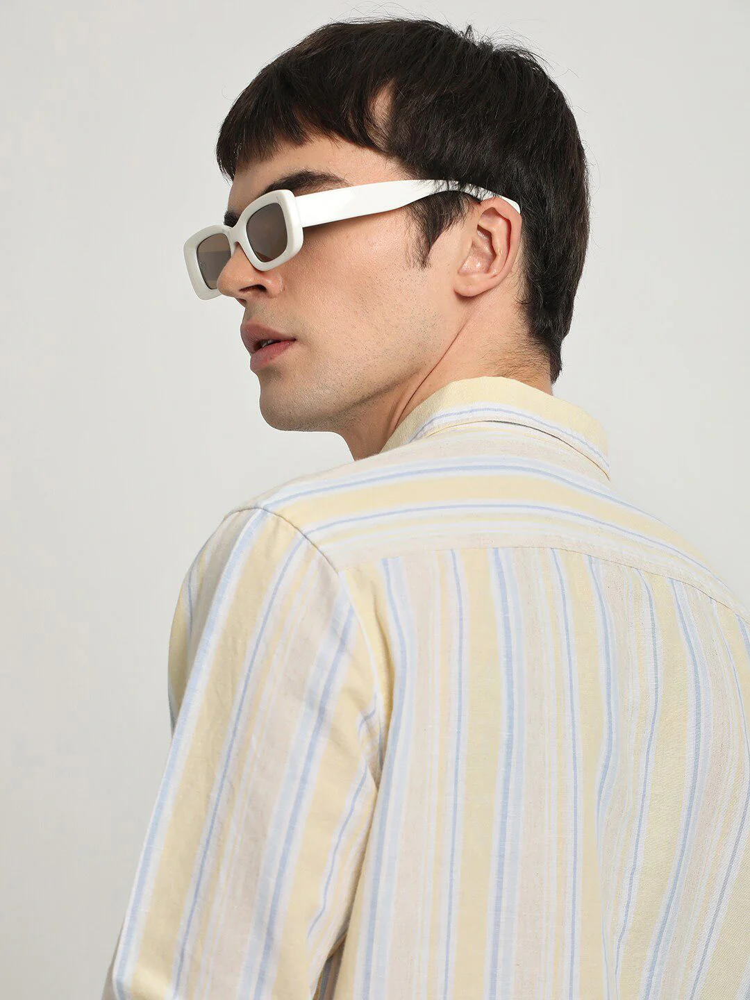 THE BEAR HOUSE Slim Fit Vertical Stripes Button-Down Collar Cotton Casual Shirt - Image 6