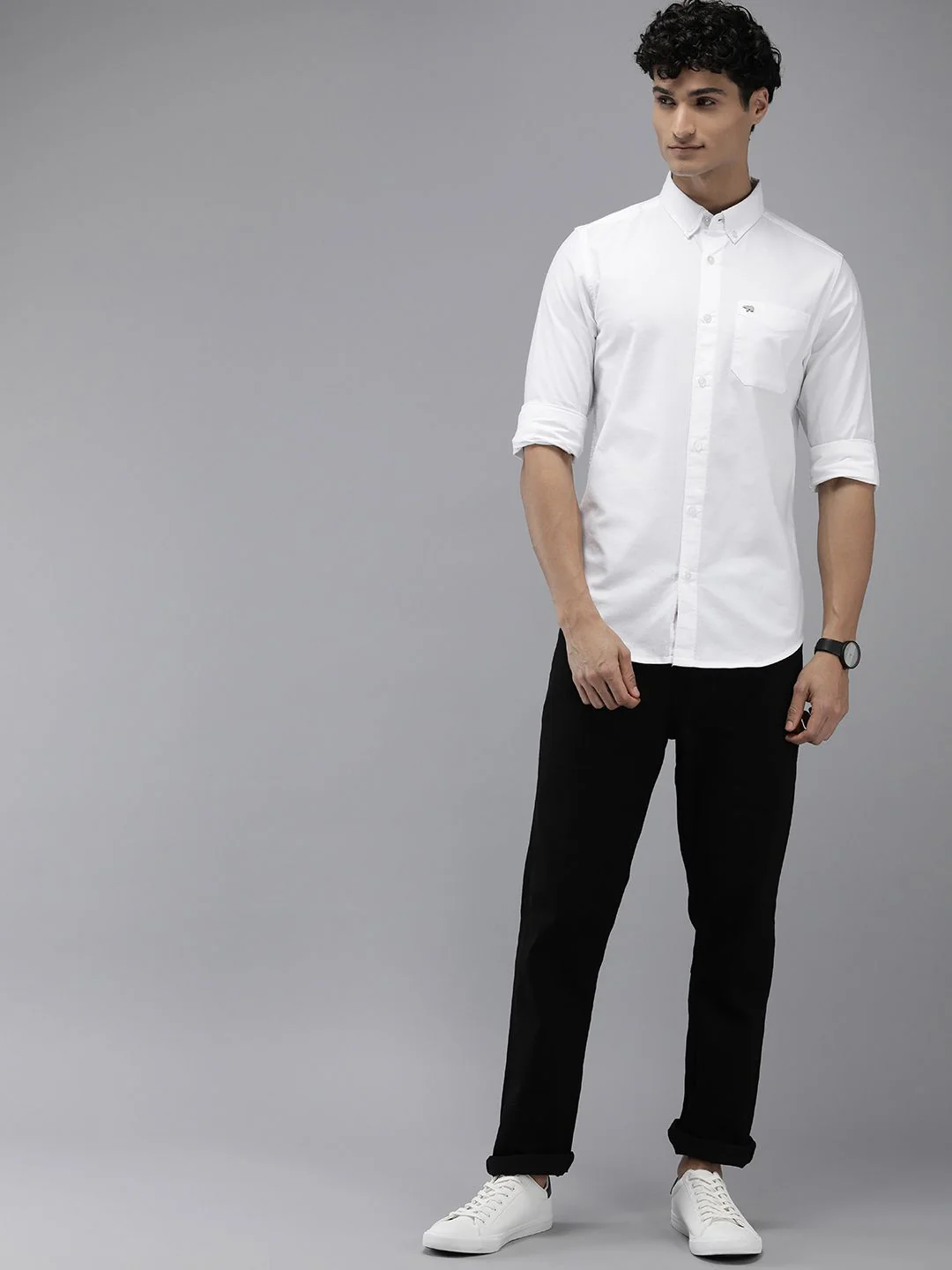 THE BEAR HOUSE Solid Slim Fit Pure Cotton Casual Shirt - Image 6
