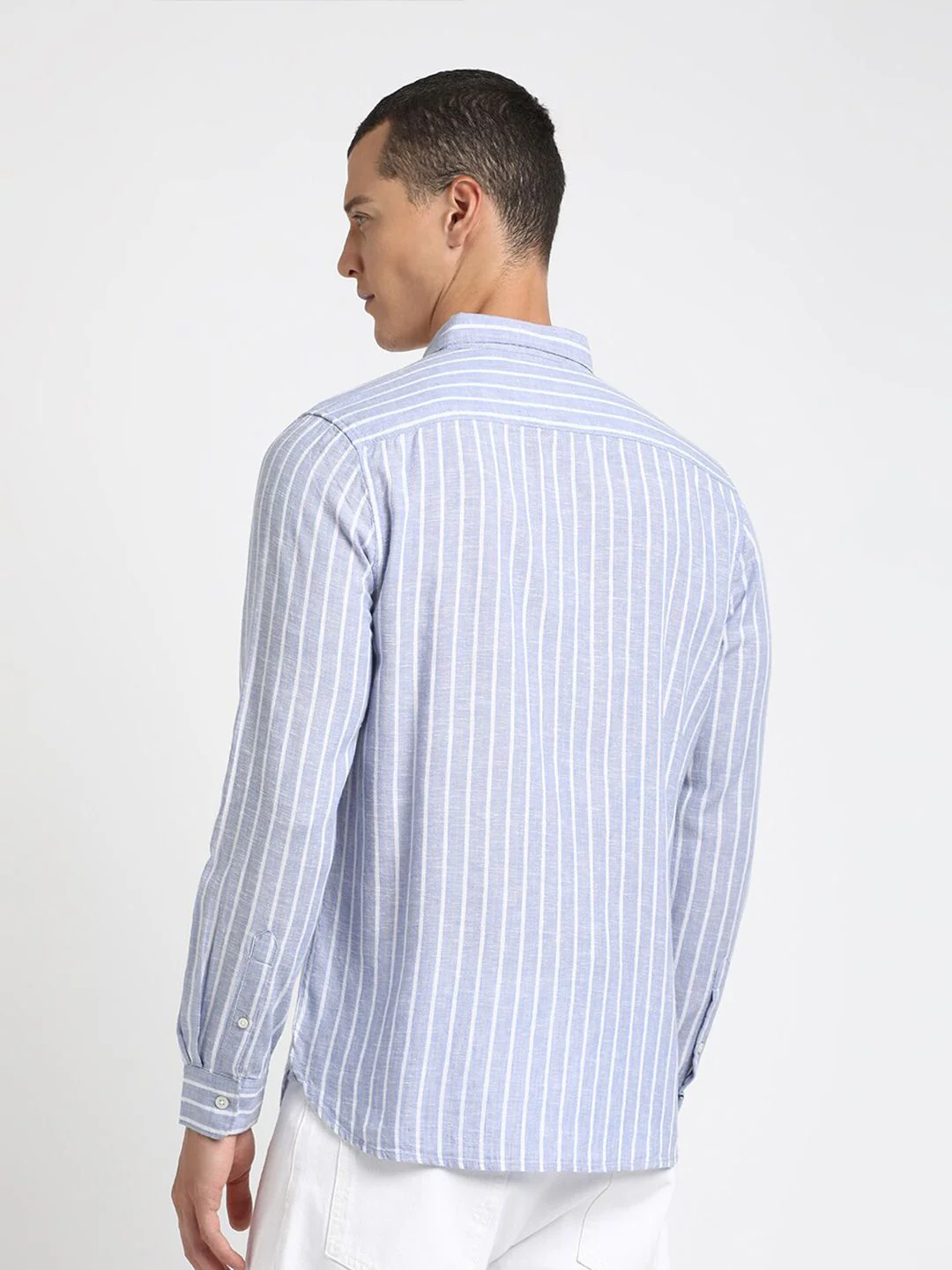 THE BEAR HOUSE Striped Button Down Collar Pure Cotton Casual Shirt - Image 5
