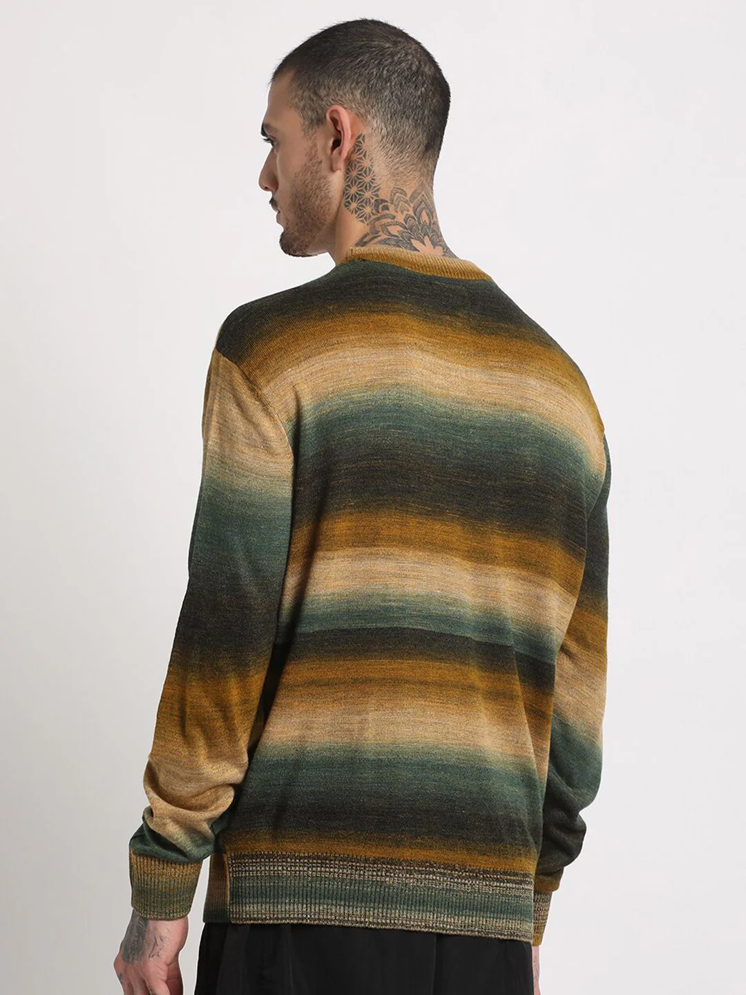 THE BEAR HOUSE Striped Drop-Shoulder Sleeves Acrylic Pullover Sweatshirt - Image 5