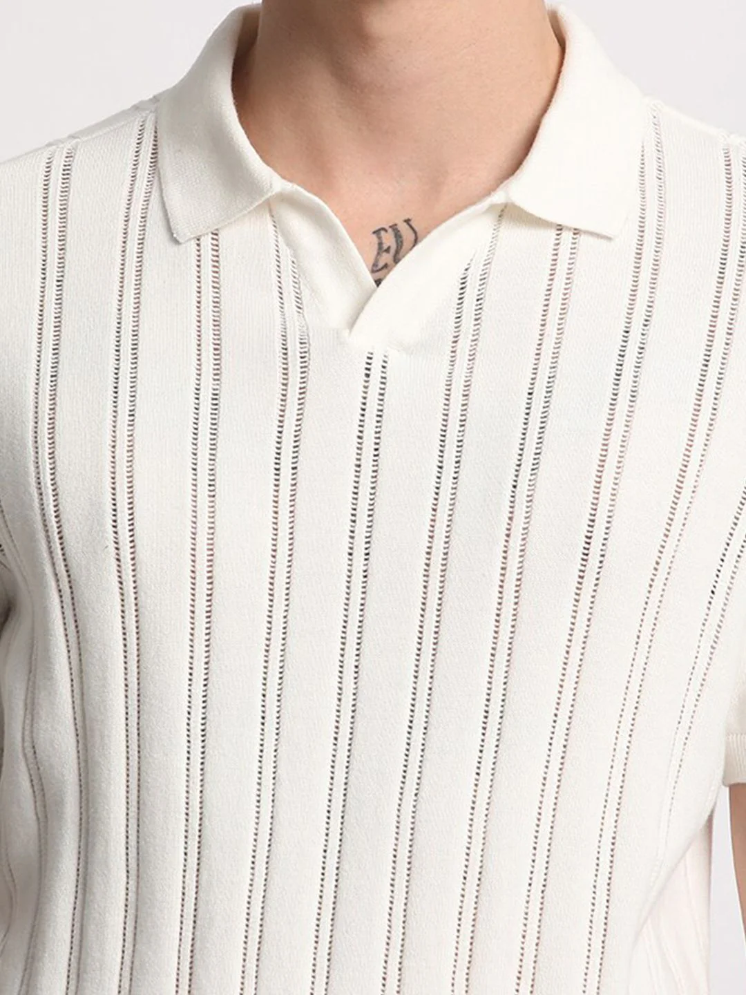 THE BEAR HOUSE Striped Polo Collar Pure Cotton T-shirt - Image 2