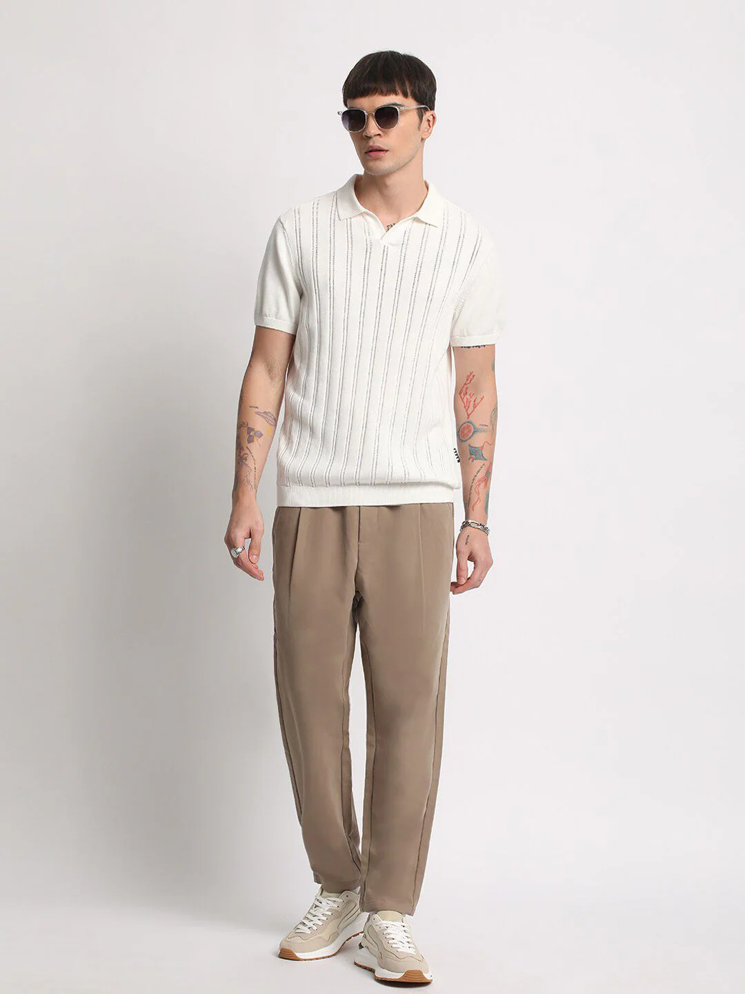 THE BEAR HOUSE Striped Polo Collar Pure Cotton T-shirt - Image 4