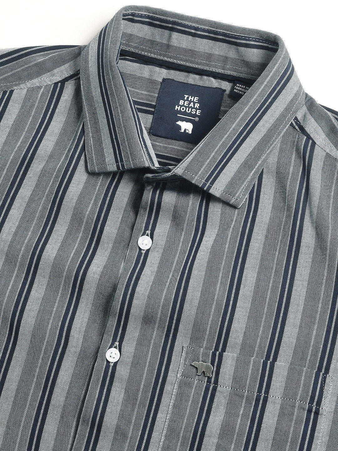 THE BEAR HOUSE Striped Tailored Fit Cotton Formal Shirt - Image 3