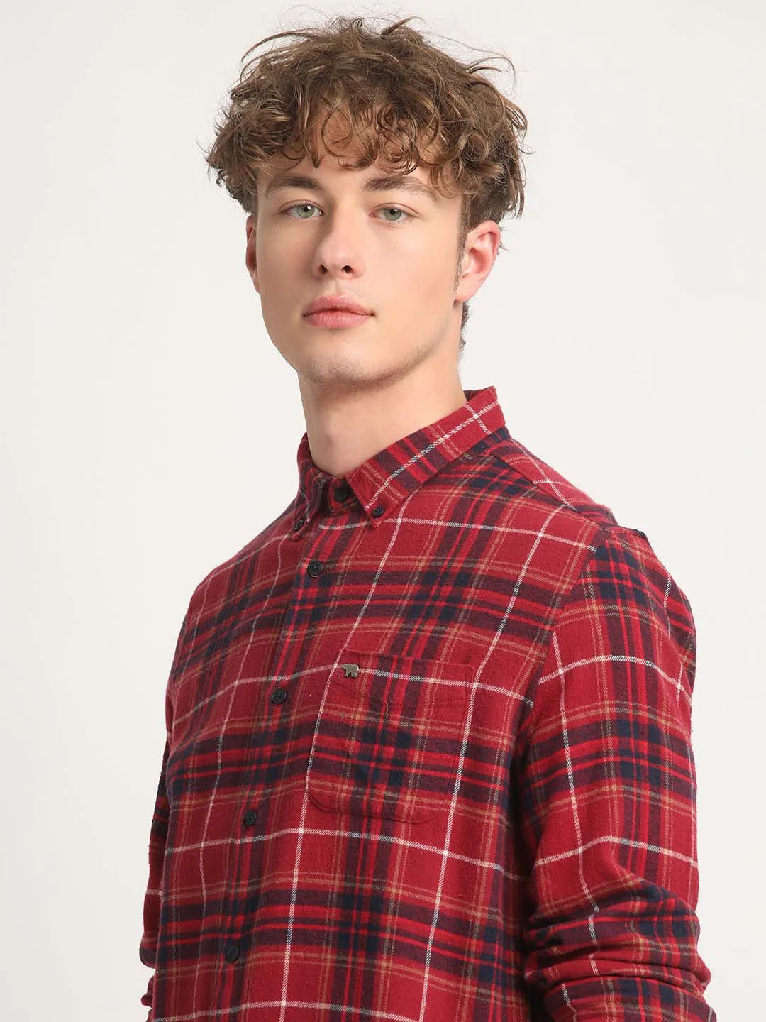 THE BEAR HOUSE Tartan Checked Cotton Slim Fit Opaque Casual Shirt - Image 2