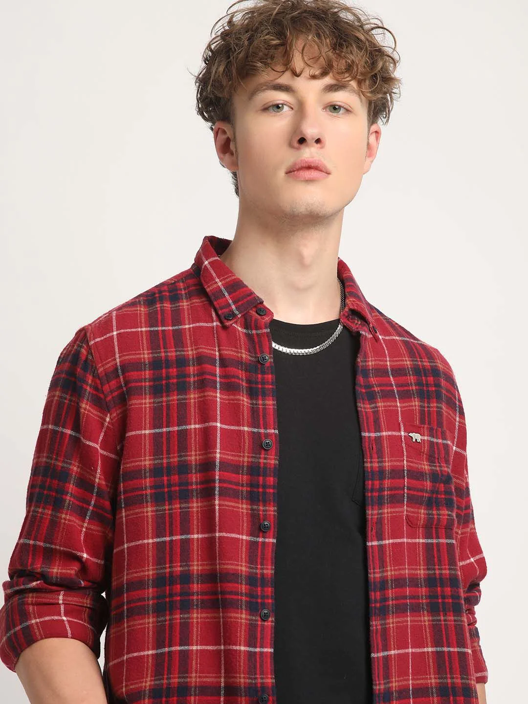 THE BEAR HOUSE Tartan Checked Cotton Slim Fit Opaque Casual Shirt - Image 6