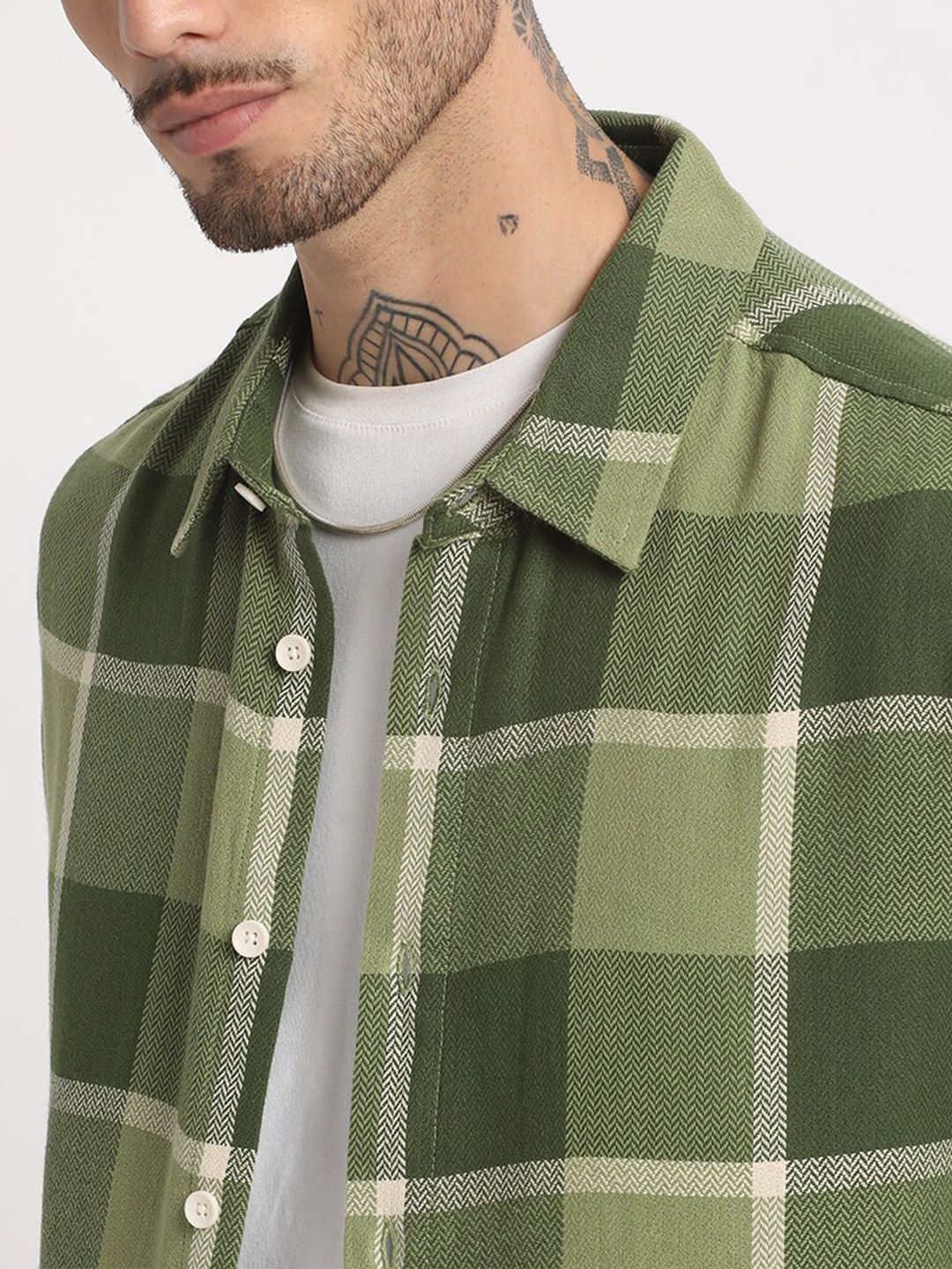 THE BEAR HOUSE Tartan Checked Flannel Casual Pure Cotton Shirt - Image 2