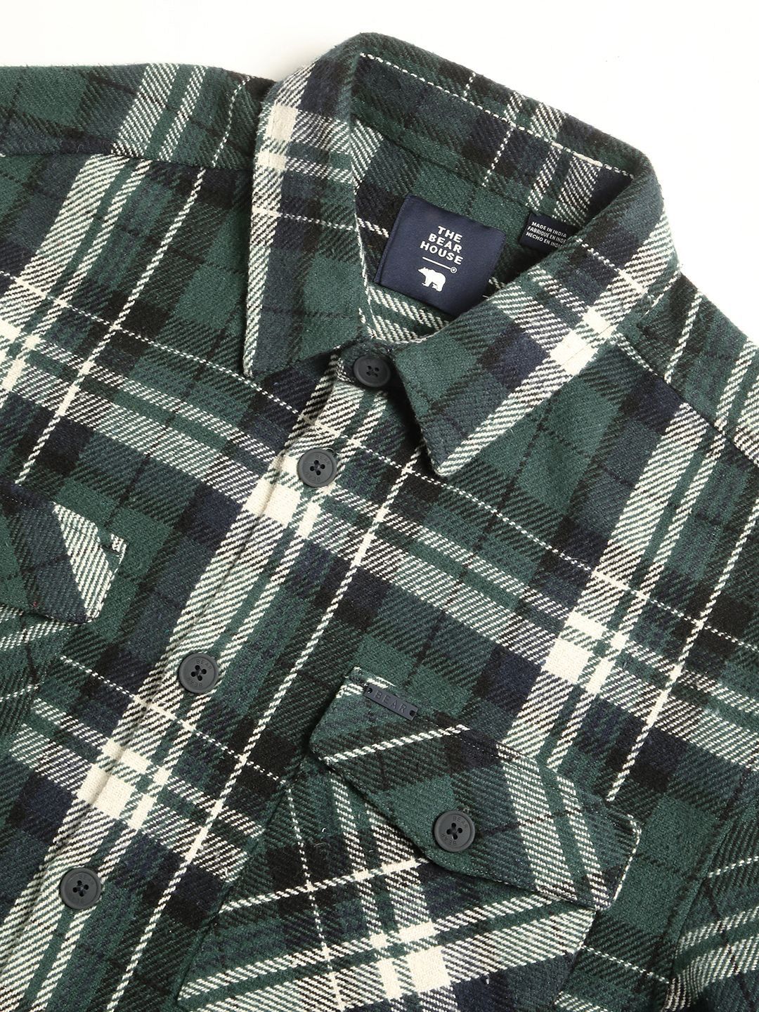 THE BEAR HOUSE Tartan Checked Pure Cotton Relaxed Overshirt - Image 7