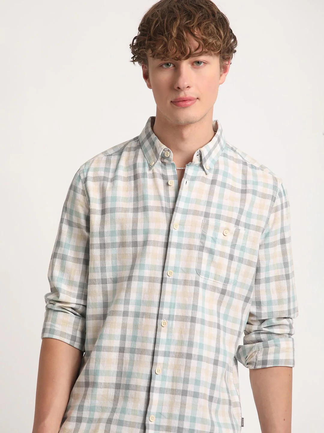 THE BEAR HOUSE Tartan Checks Slim Fit Cotton Linen Casual Shirt - Image 2