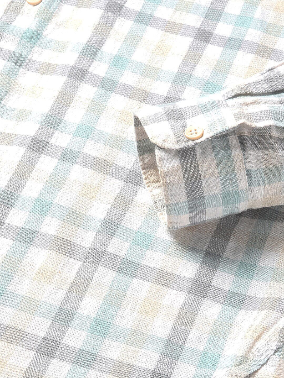 THE BEAR HOUSE Tartan Checks Slim Fit Cotton Linen Casual Shirt - Image 7