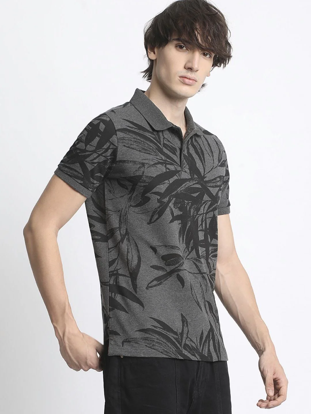 THE BEAR HOUSE Tropical Printed Polo Collar Pure Cotton T-Shirt - Image 3
