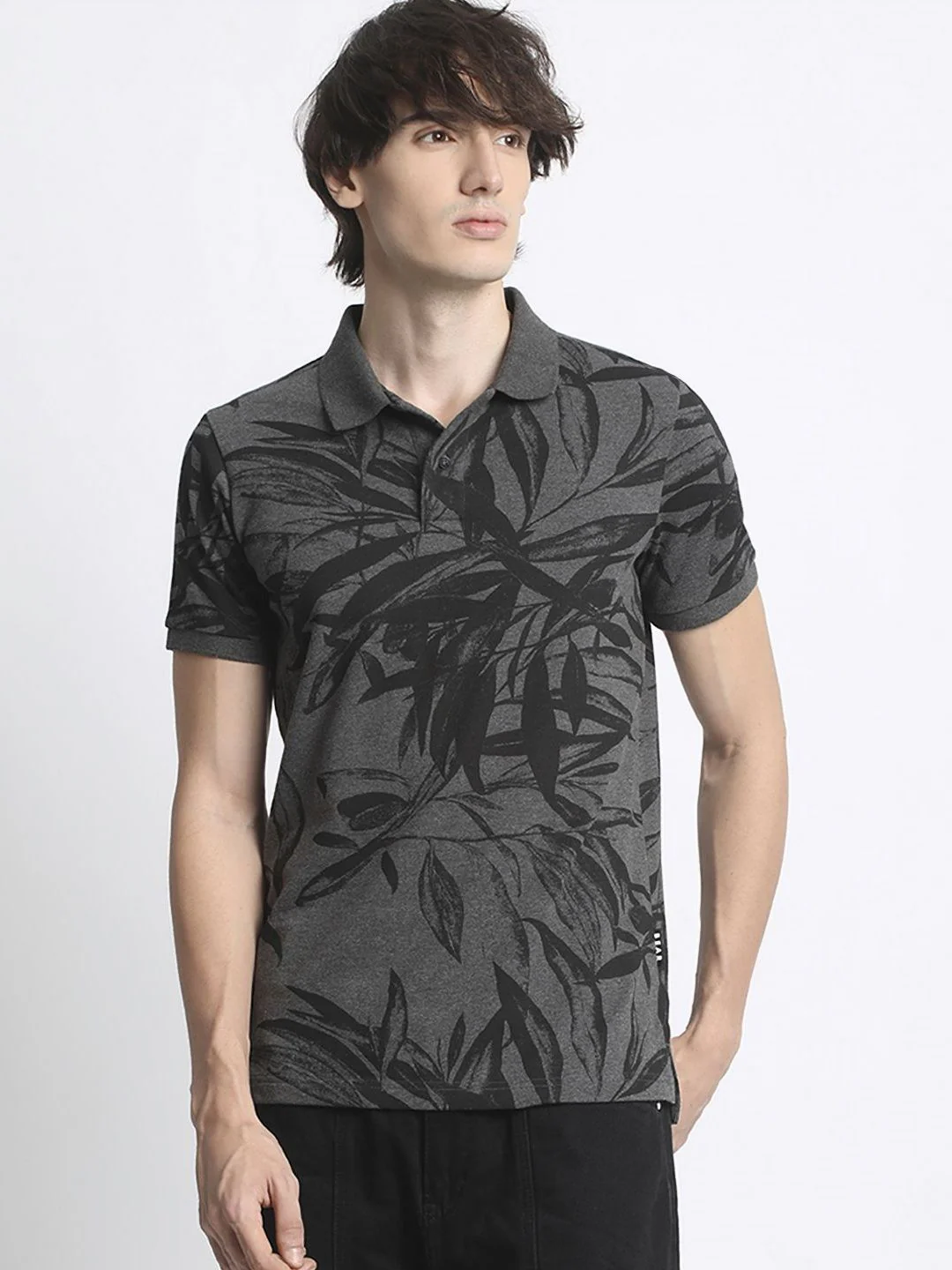 THE BEAR HOUSE Tropical Printed Polo Collar Pure Cotton T-Shirt - Image 7