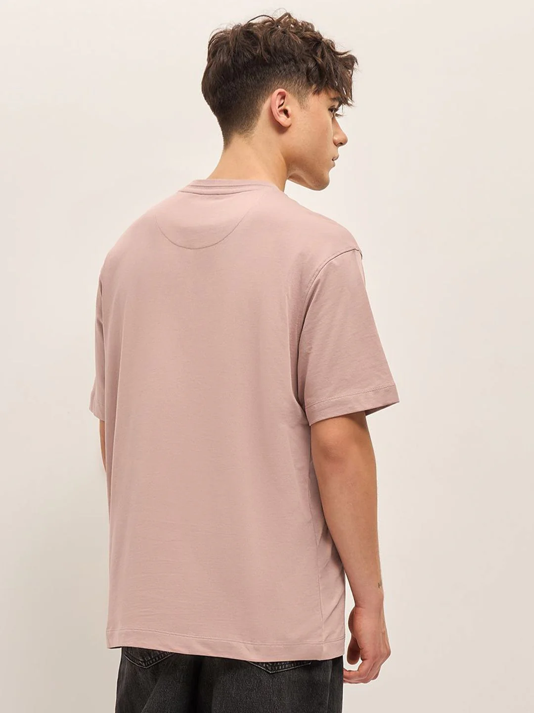 THE BEAR HOUSE Typography Printed Drop Shoulder Sleeves Pure Cotton Oversized T-shirt - Image 4