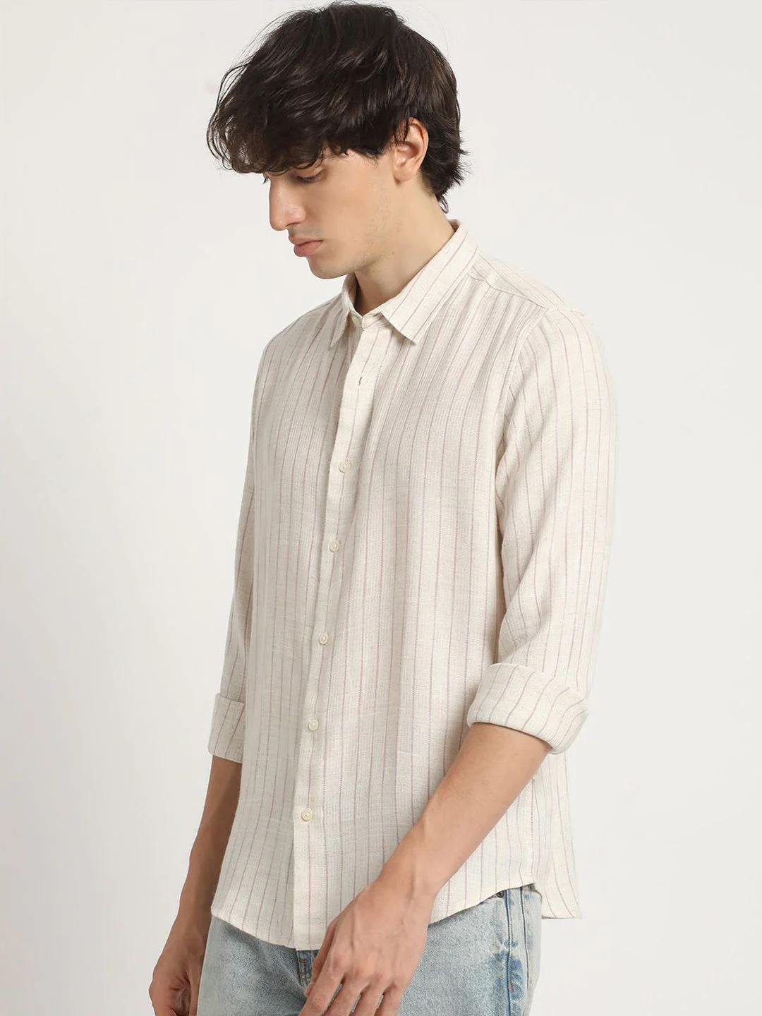 THE BEAR HOUSE Vertical Striped Slim Fit Casual Shirt - Image 5