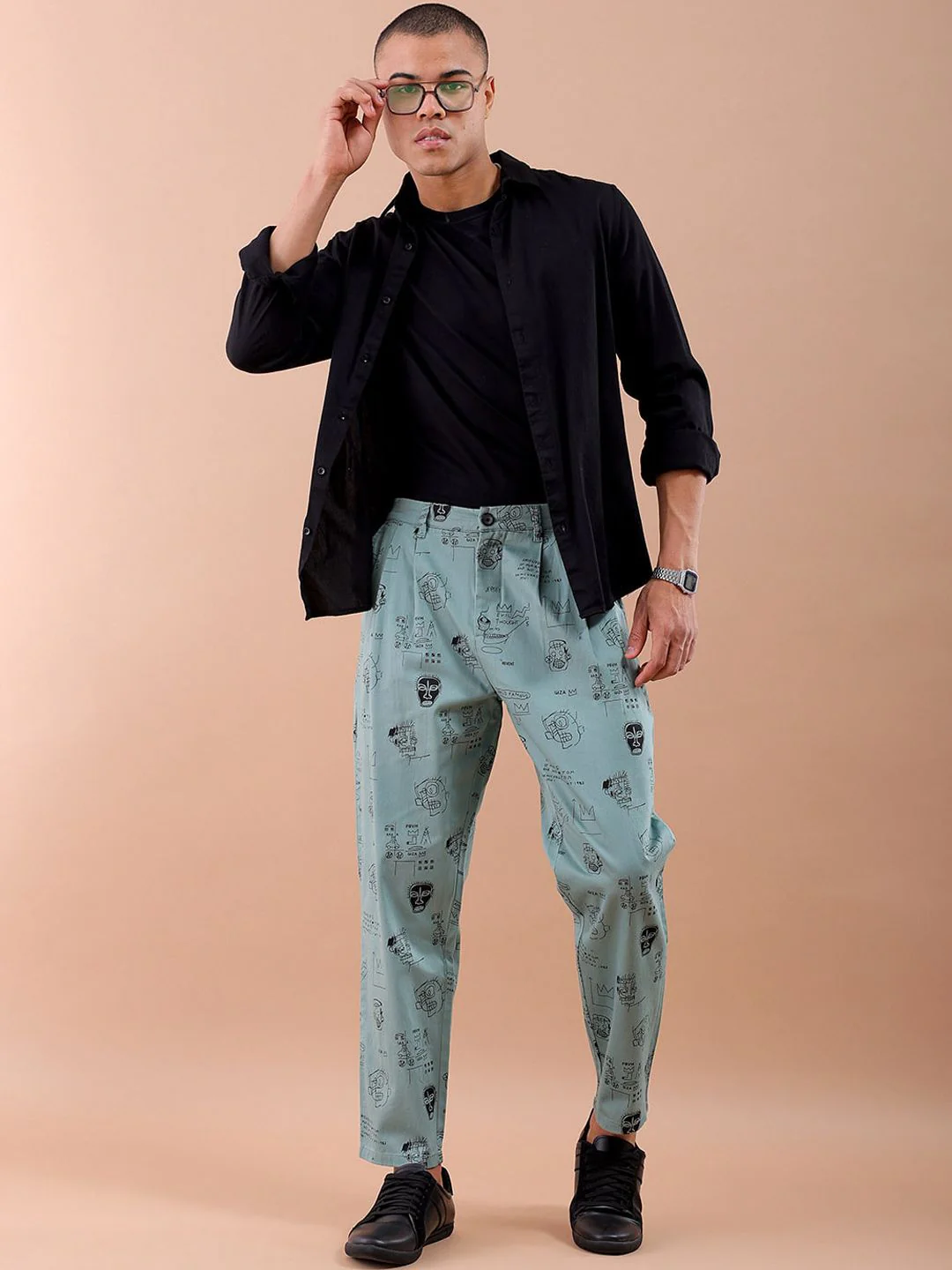 The Indian Garage Co Abstract Printed Cotton Loose Fit Trouser - Image 5