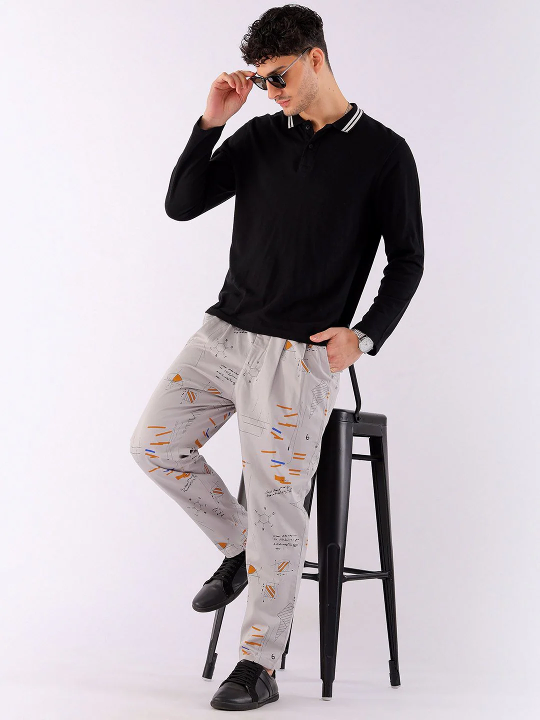 The Indian Garage Co Abstract Printed Cotton Loose Fit Trouser - Image 4