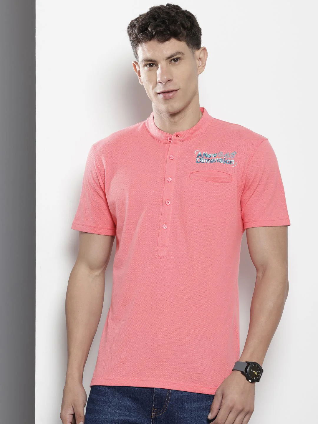 The Indian Garage Co Band Collar T-shirt - Image 3