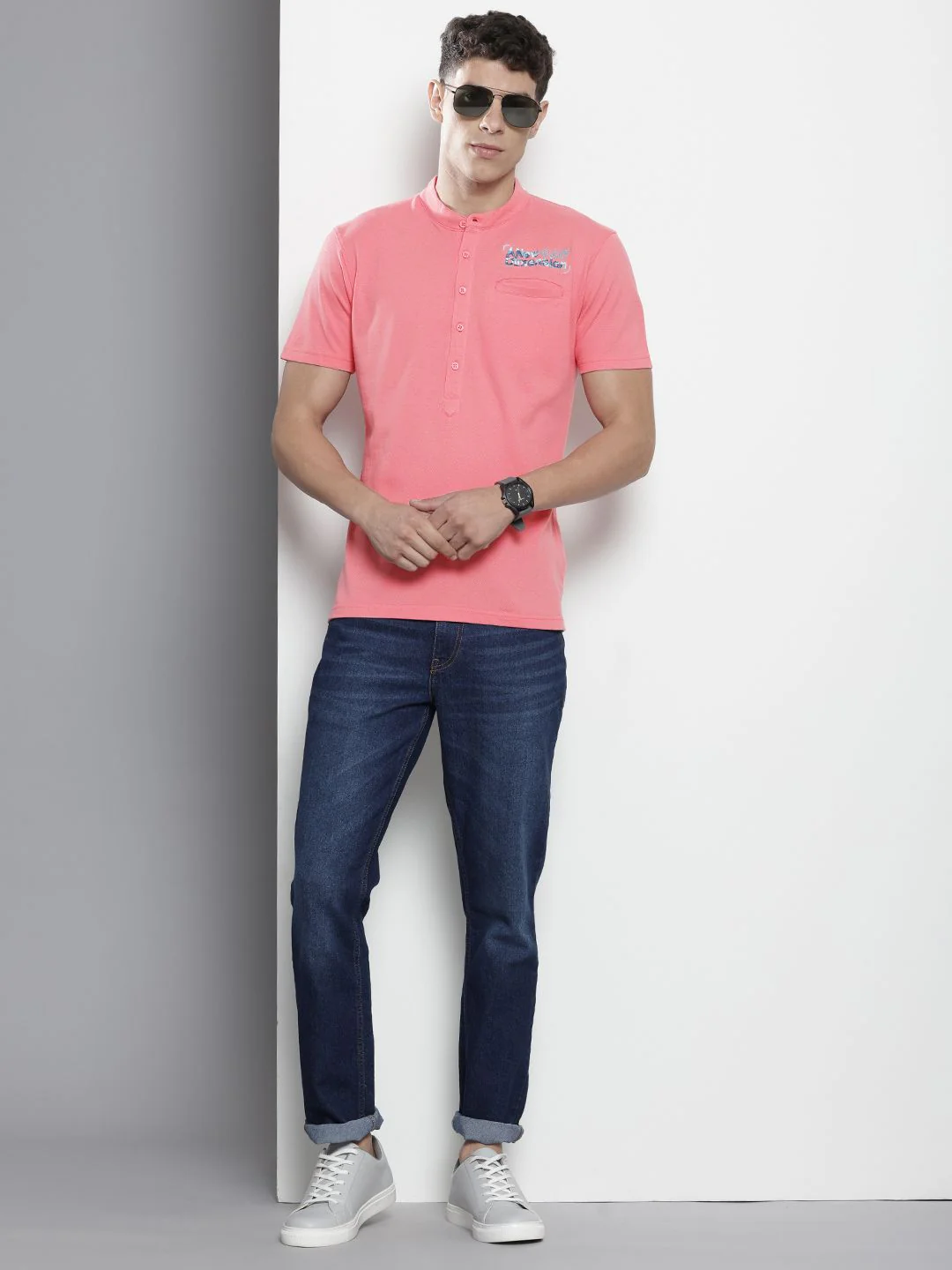 The Indian Garage Co Band Collar T-shirt - Image 4