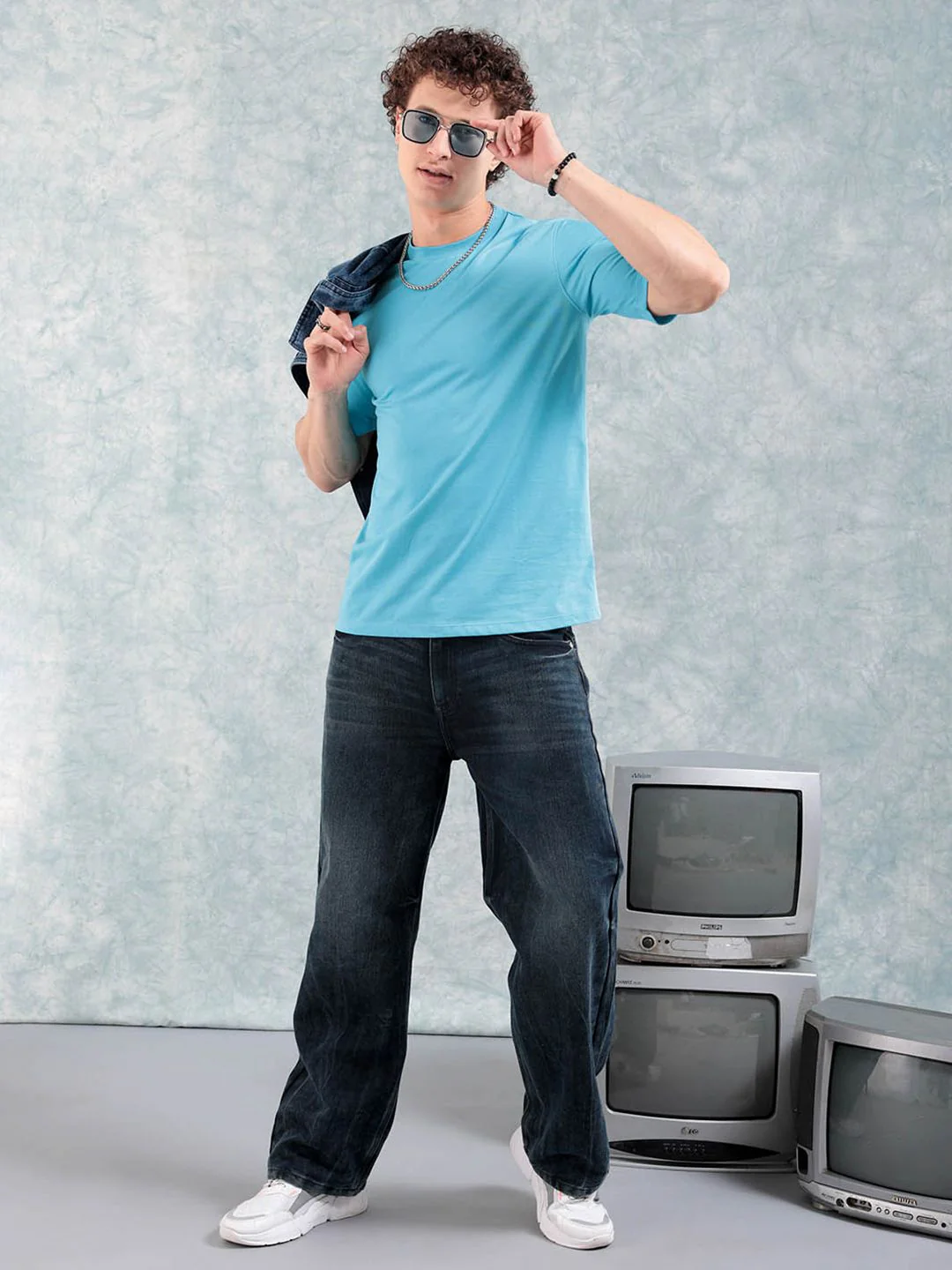 The Indian Garage Co Blue Round Neck Short Sleeves Regular T-shirt - Image 4