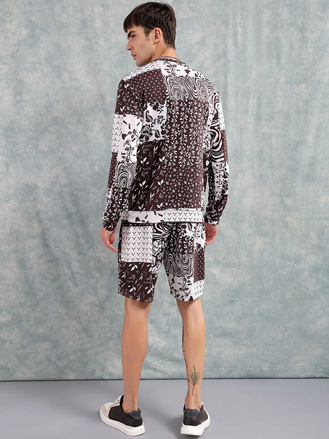 The Indian Garage Co Brown Printed Sweatshirt With Shorts - Image 4