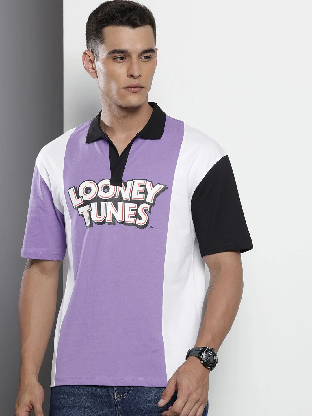 The Indian Garage Co Bugs Bunny Printed Drop-Shoulder Sleeves Pure Cotton Boxy T-shirt