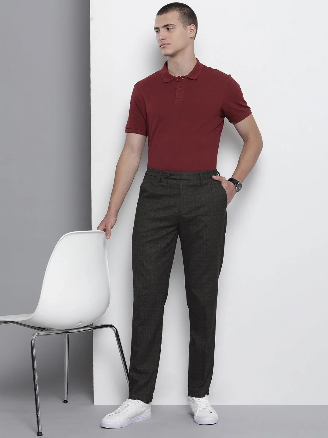 The Indian Garage Co Checked Chinos Trousers - Image 5