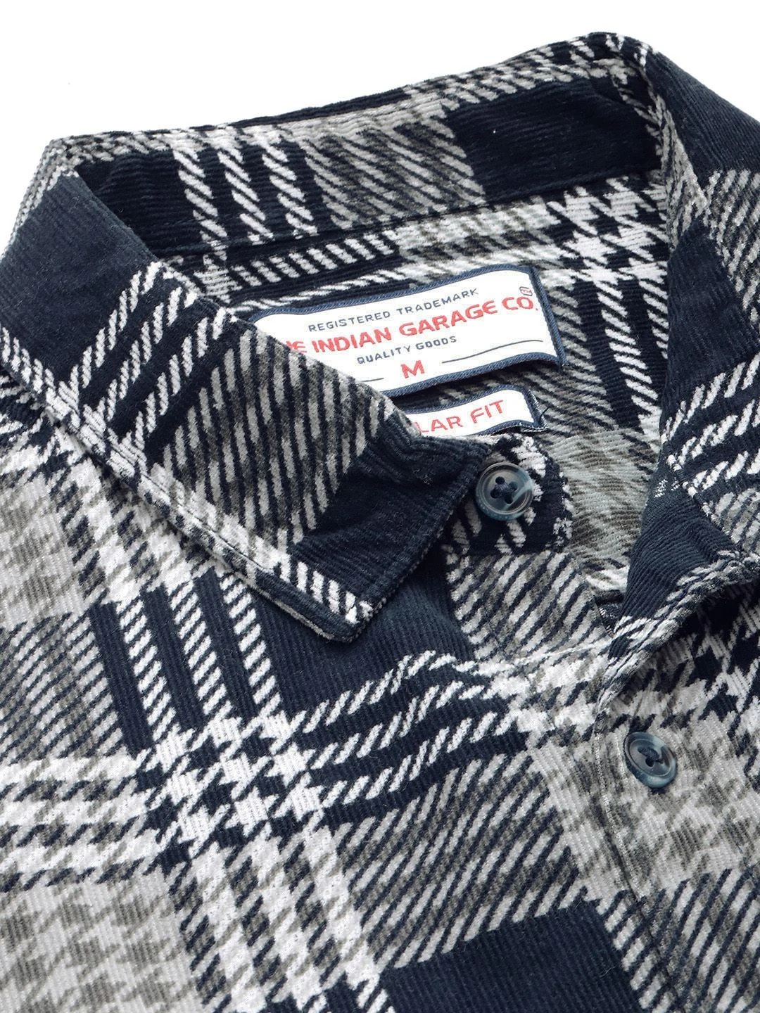 The Indian Garage Co Checked Corduroy Pure Cotton Casual Shirt - Image 2