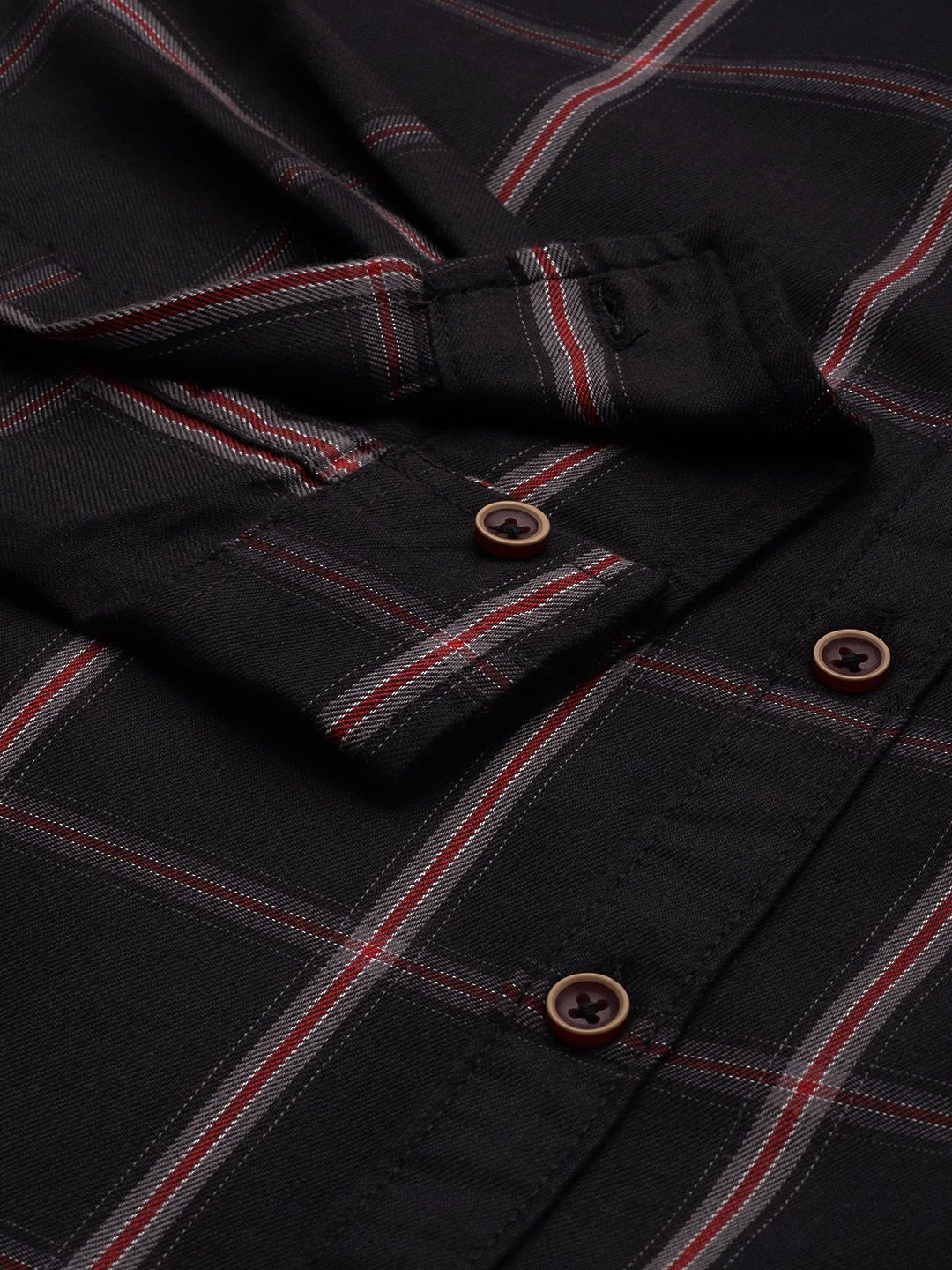 The Indian Garage Co Checked Pure Cotton Casual T-Shirt - Image 3