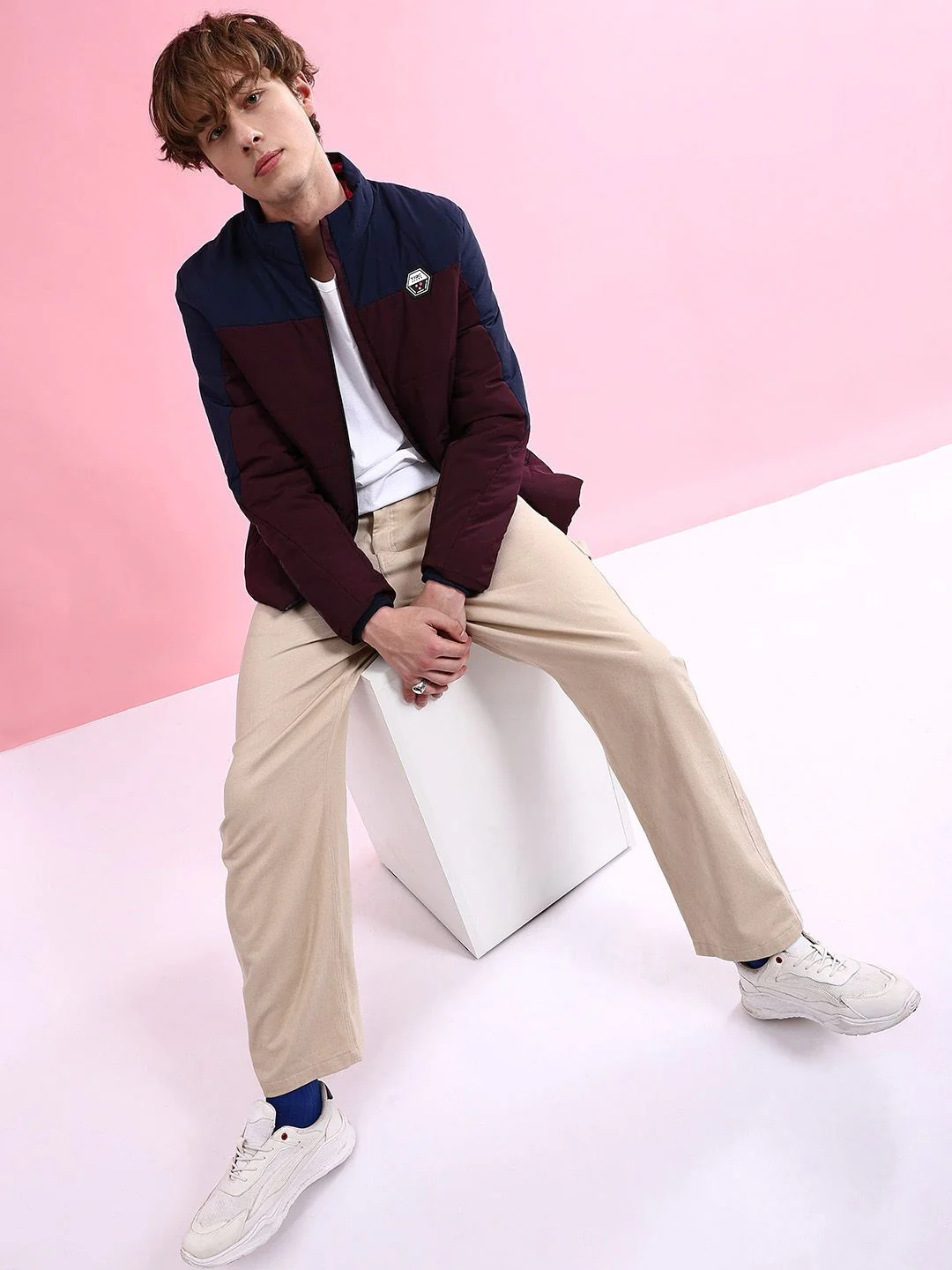 The Indian Garage Co Colourblocked Mock Collar Long Sleeves Padded Jacket - Image 6