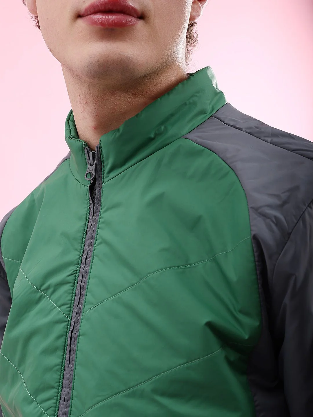 The Indian Garage Co Colourblocked Mock Collar Long Sleeves Padded Jacket - Image 2