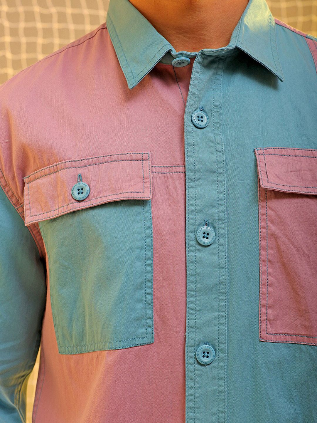 The Indian Garage Co Colourblocked Spread Collar Long Sleeves Cotton Casual Shirt - Image 2
