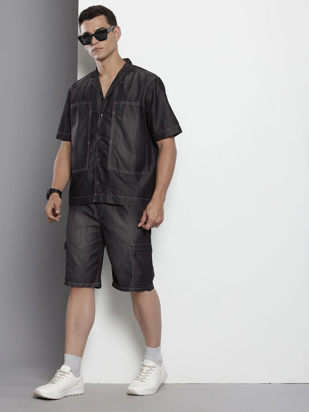 The Indian Garage Co Faded Boxy Fit Denim Utility Casual Co-Ords - Image 6