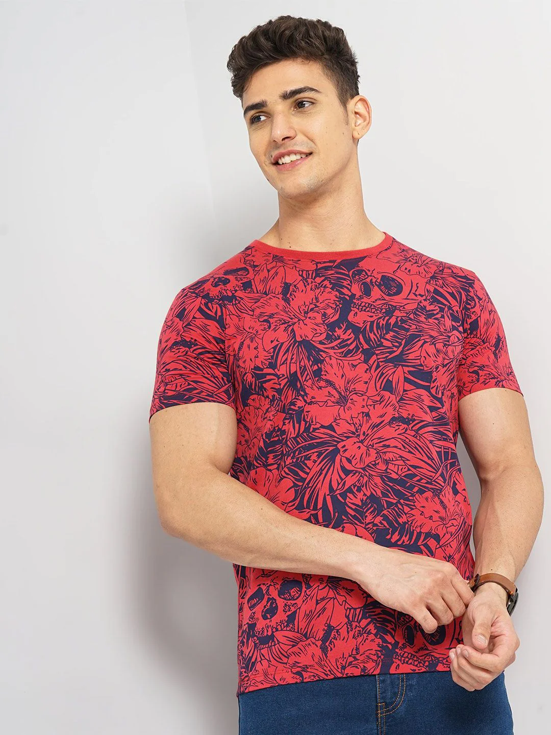 The Indian Garage Co Floral Printed Sports T-shirt
