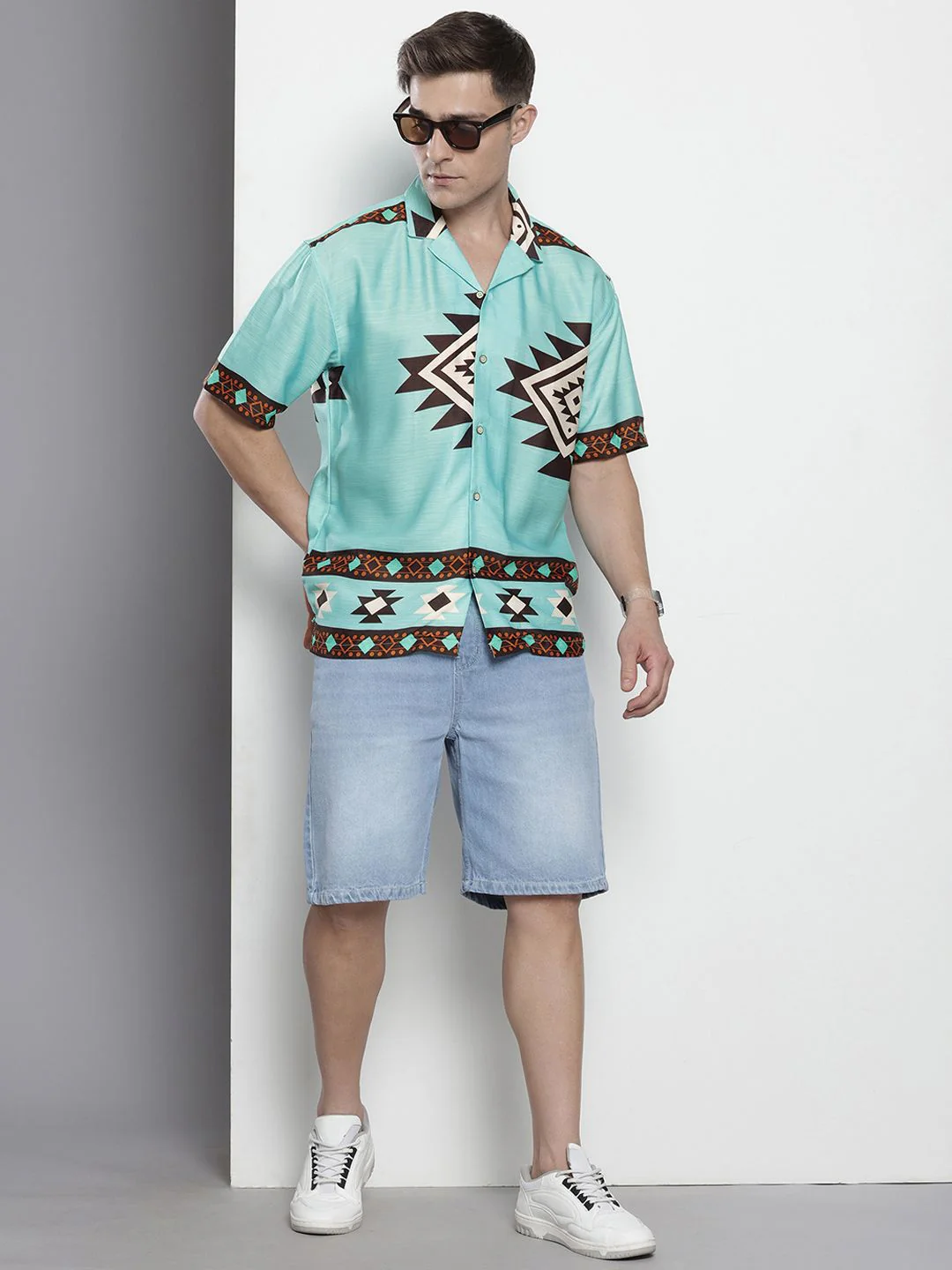 The Indian Garage Co Geometric Printed Drop-Shoulder Sleeves Relaxed Fit Casual Shirt - Image 4