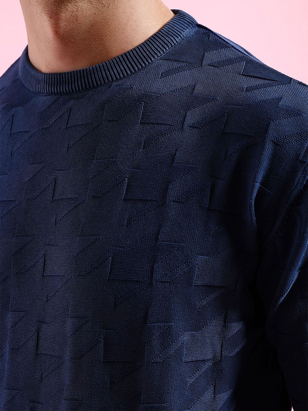 The Indian Garage Co Geometric Self Design Acrylic Pullover - Image 2