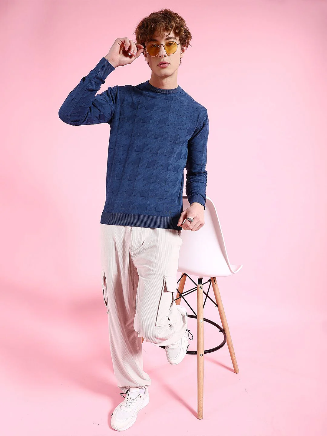 The Indian Garage Co Geometric Self Design Acrylic Pullover - Image 4