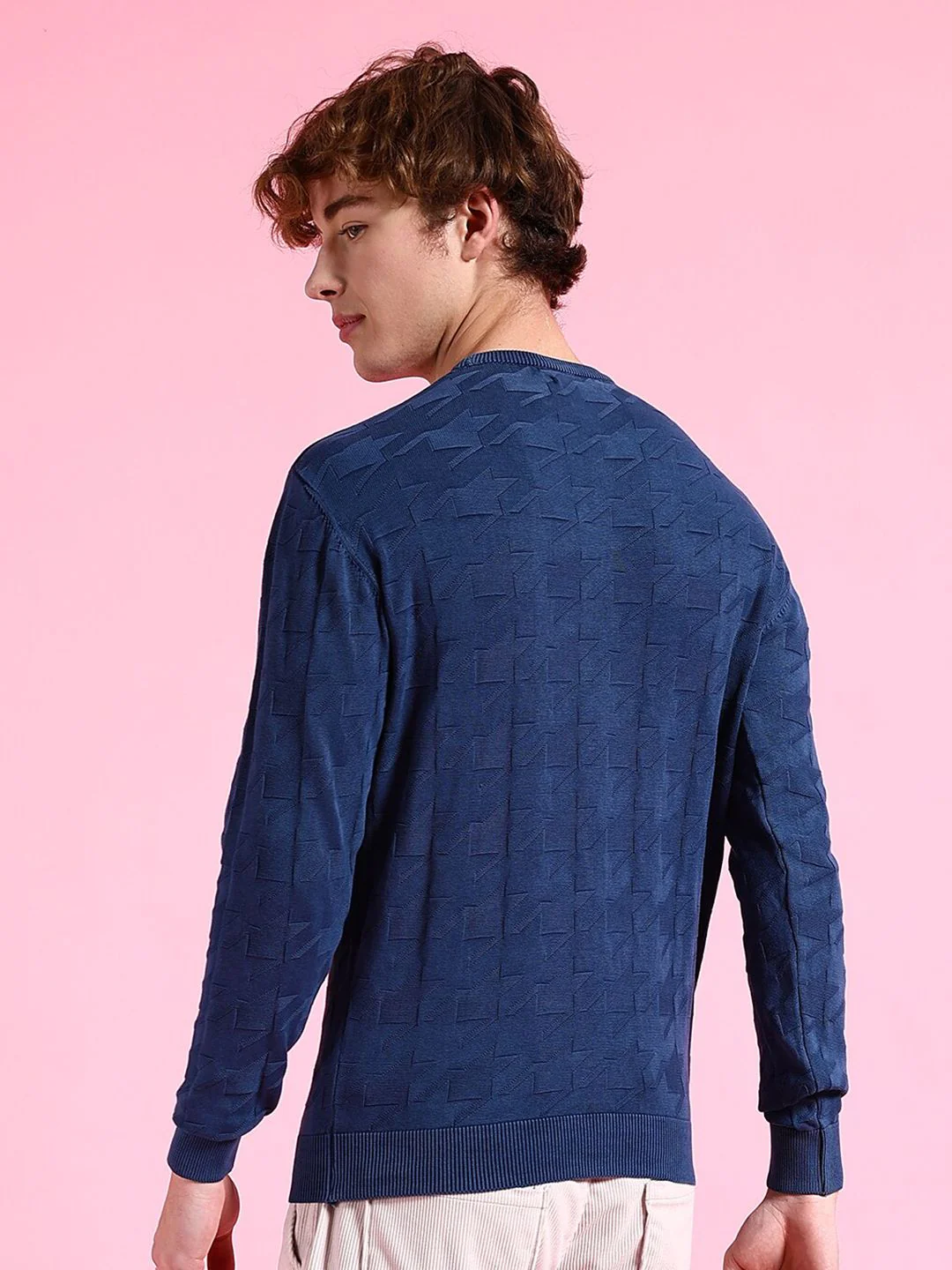 The Indian Garage Co Geometric Self Design Acrylic Pullover - Image 5
