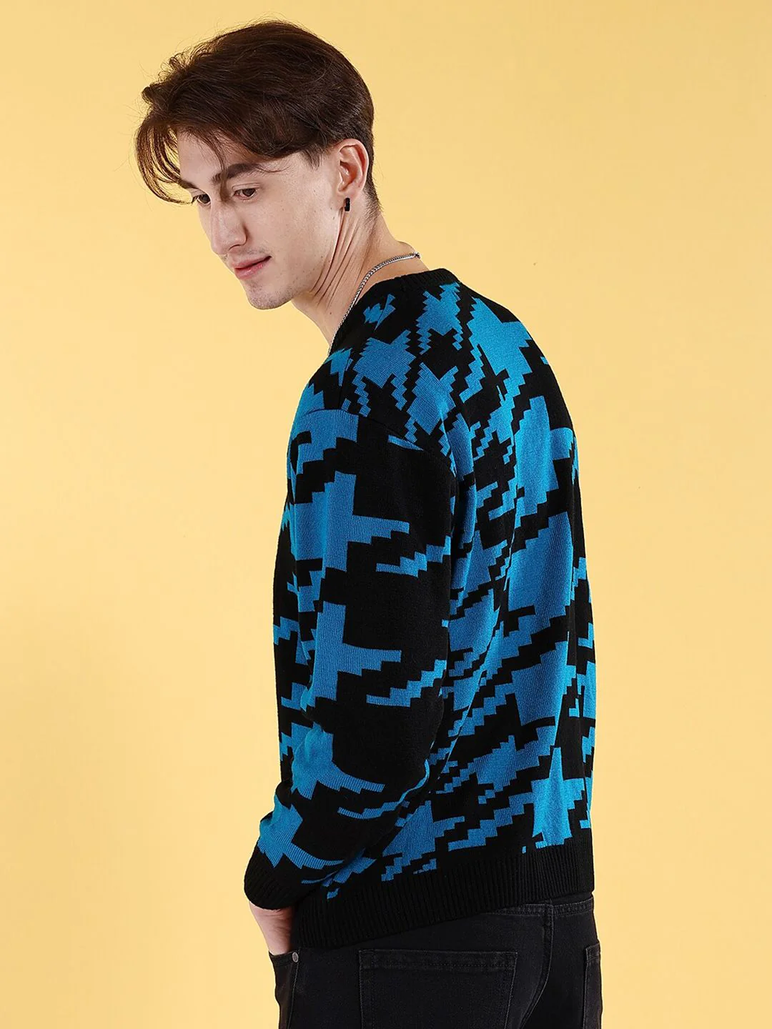 The Indian Garage Co Geometric Self Designed Acrylic Pullover - Image 5