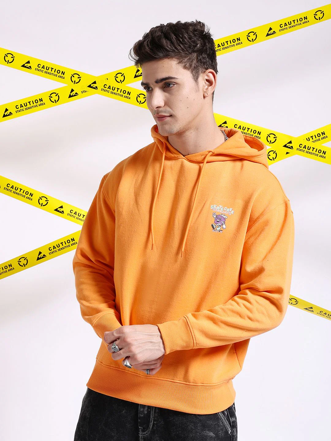 The Indian Garage Co Graphic Back Printed Hooded Oversized Pullover Sweatshirt - Image 4