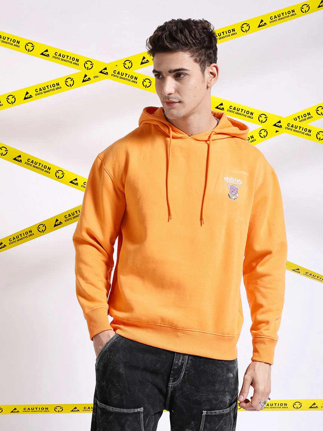 The Indian Garage Co Graphic Back Printed Hooded Oversized Pullover Sweatshirt - Image 5