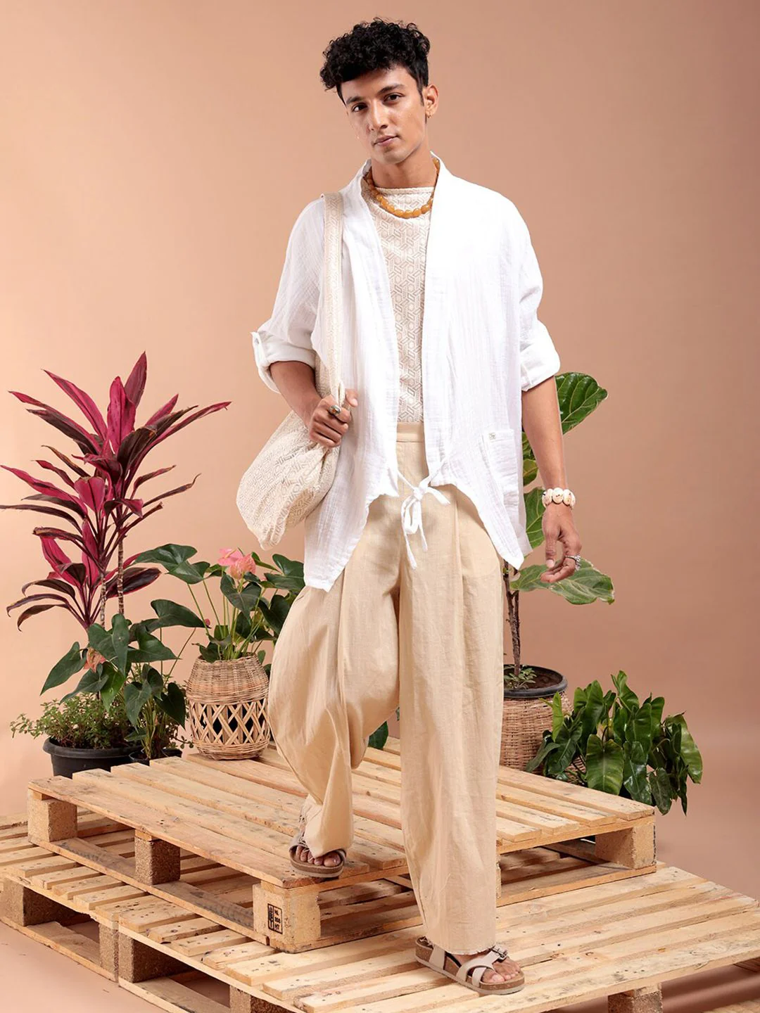 The Indian Garage Co Longline Pure Cotton Open Front Shrug - Image 4