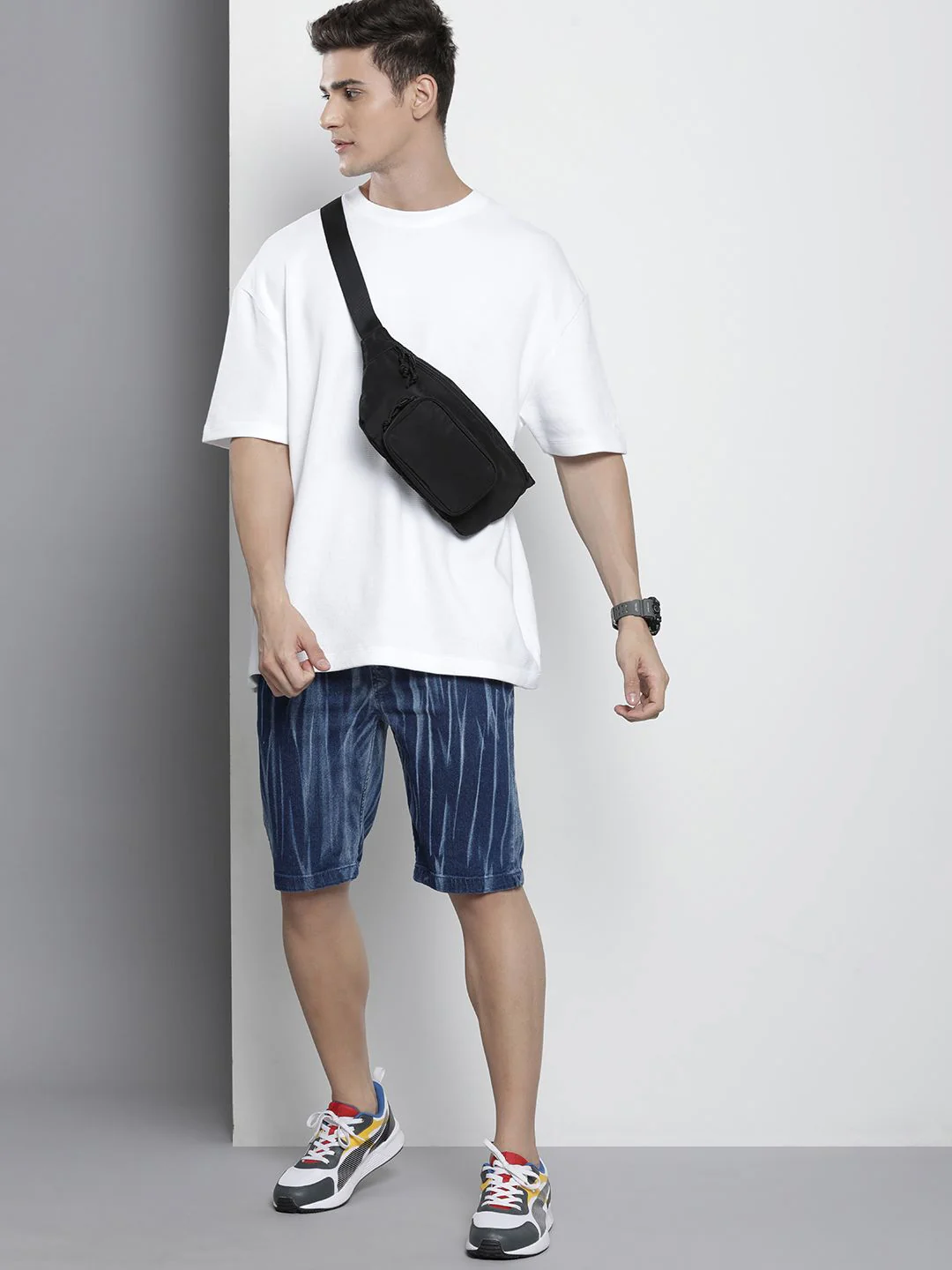 The Indian Garage Co Men Abstract Printed Denim Shorts - Image 5