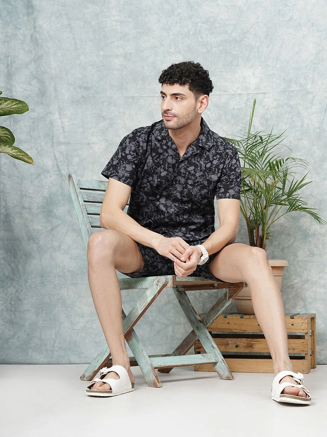 The Indian Garage Co Men Abstract Printed Pure Cotton Night suit - Image 7