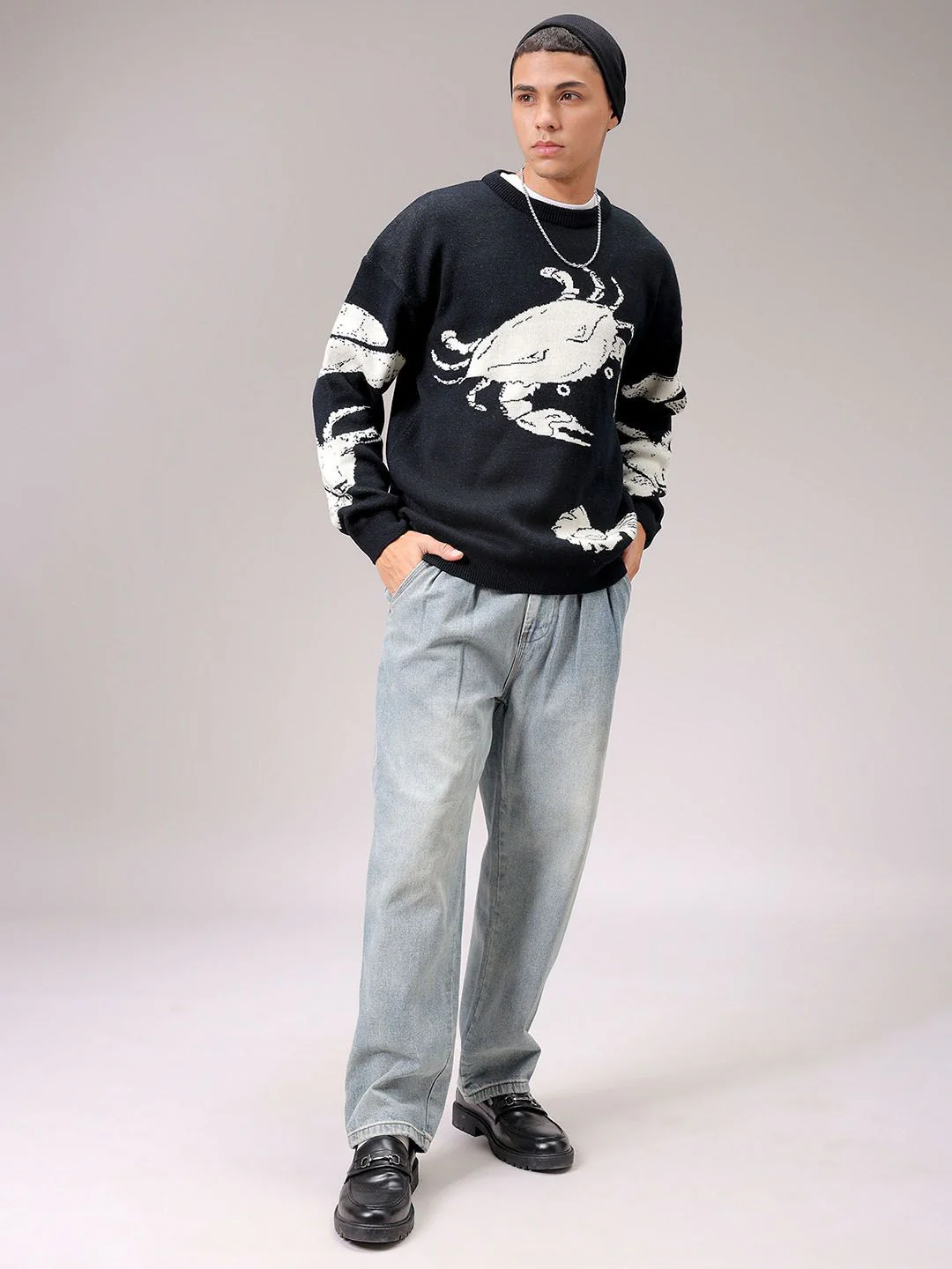 The Indian Garage Co Men Acrylic Graphic Printed Round Neck Pullover Sweaters - Image 6
