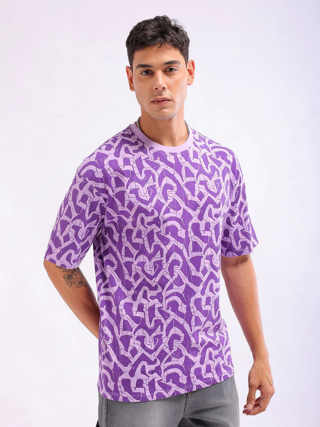 The Indian Garage Co Men All Over Printed Boxy Oversized Round Neck T-shirt - Image 2