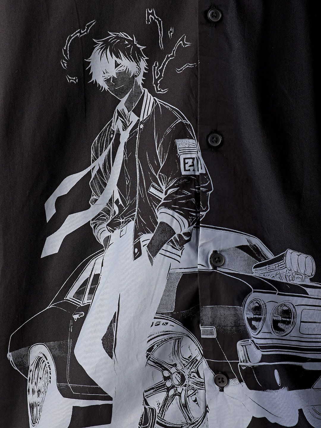 The Indian Garage Co Men Anime Printed Cotton Oversized Boxy Streetwear Shirt - Image 2