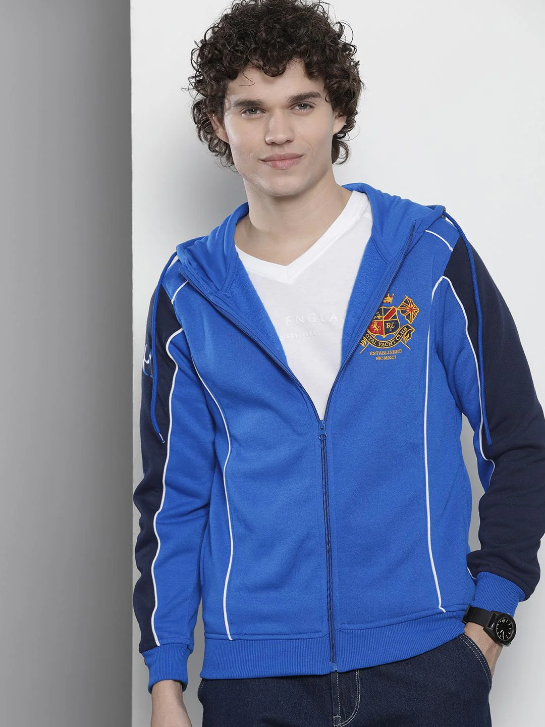 The Indian Garage Co Men Applique Detail Hooded Sweatshirt - Image 3