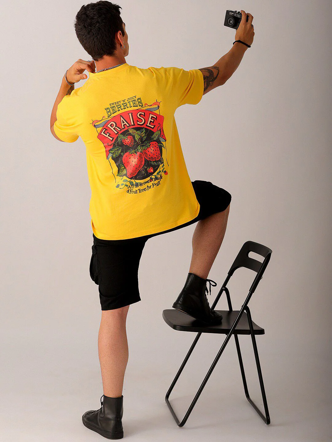 The Indian Garage Co Men Back Printed Boxy Oversized Round Neck T-shirt - Image 6