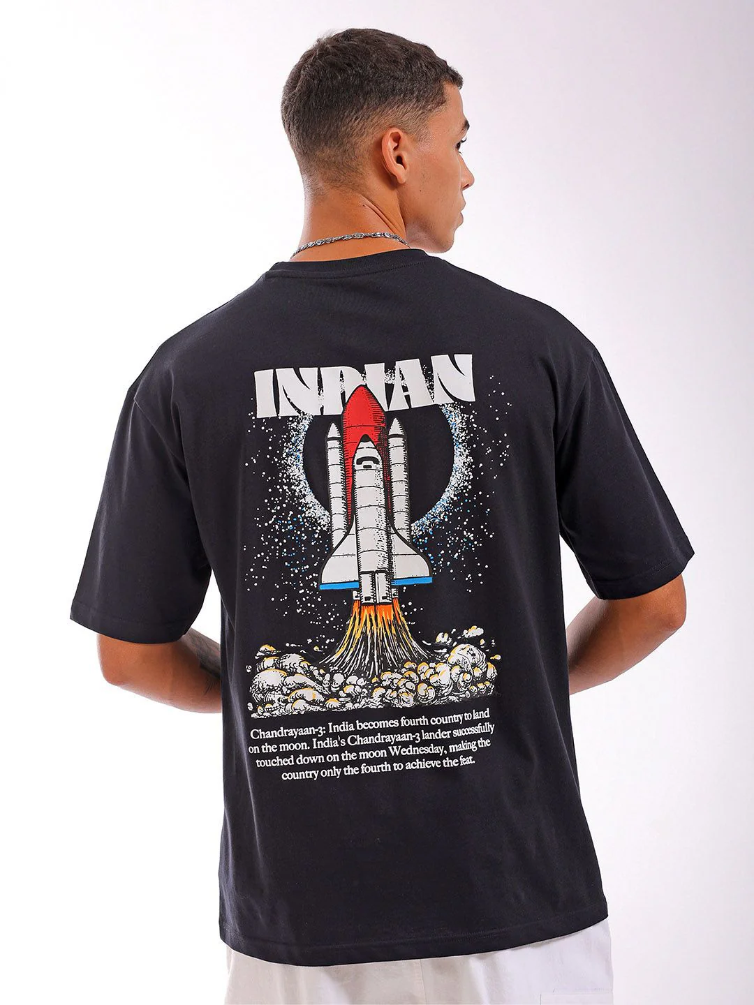 The Indian Garage Co Men Back Printed Boxy Oversized Round Neck T-shirt - Image 4